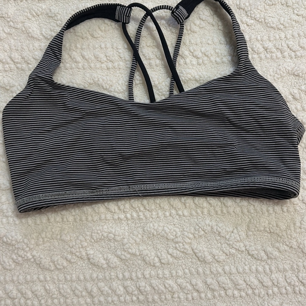 Lululemon Athletica Black and White Striped Sports Bra